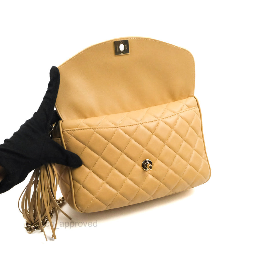 Chanel Calfskin Coco Vintage Camera Case Beige Gold Hardware