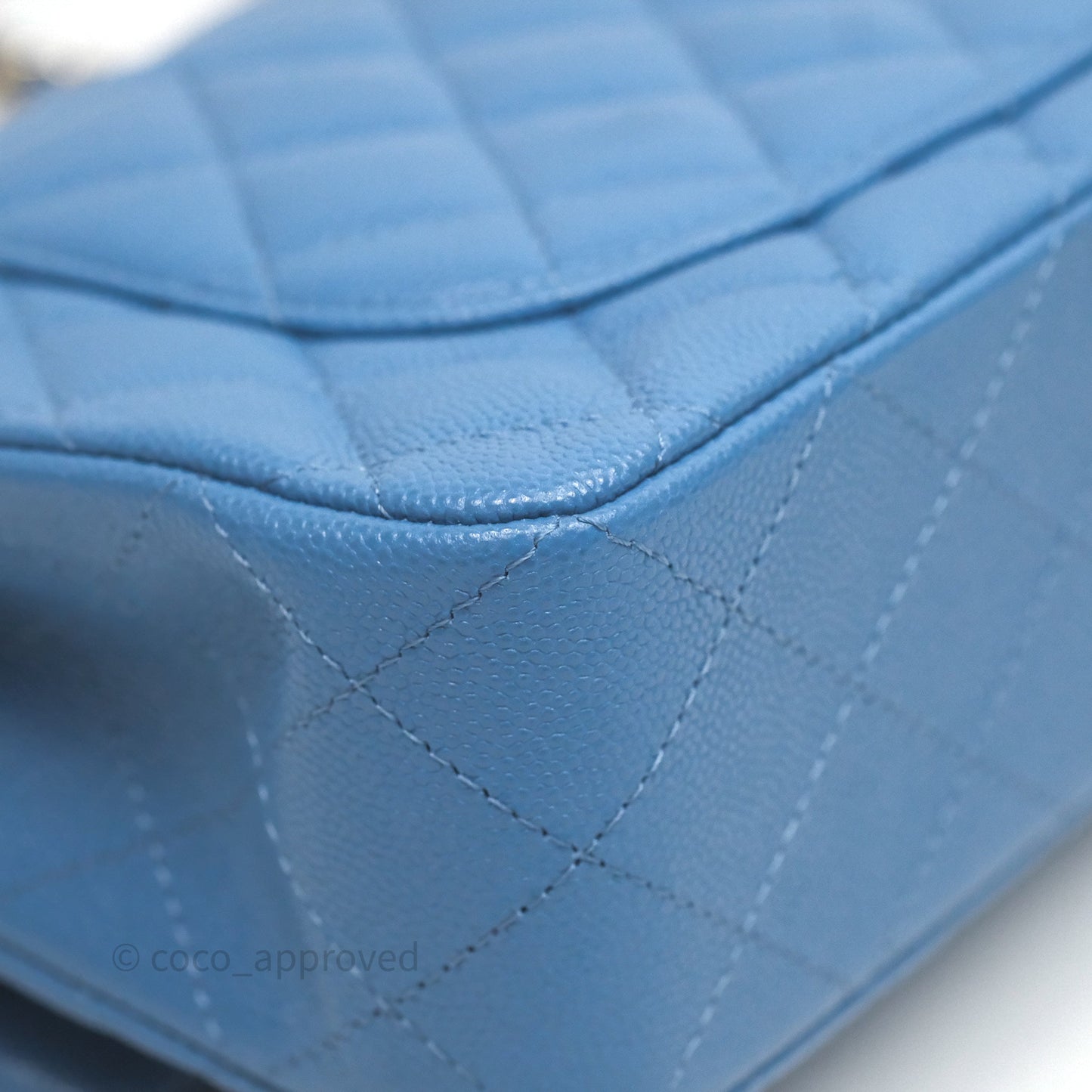 Chanel Small Classic Flap Quilted Blue Caviar Gold Hardware 20S