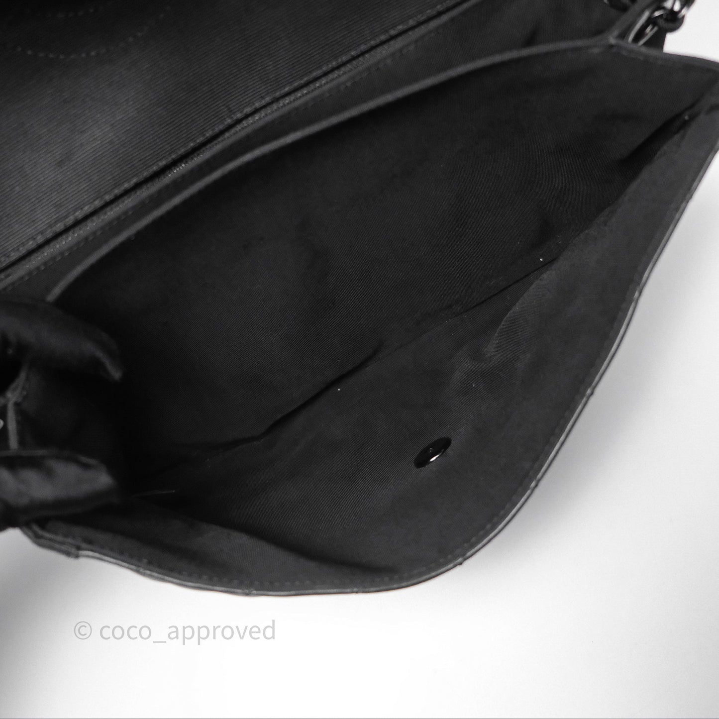 Chanel Quilted Accordion Flap Bag So Black Two Tone Lambskin Fabric