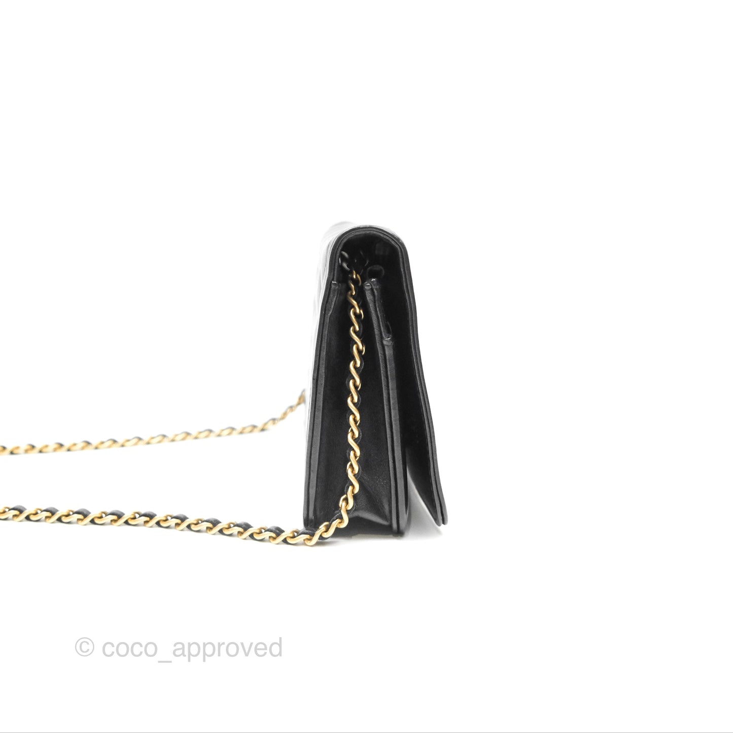 Chanel Quilted Boy Wallet on Chain WOC Black Calfskin Aged Gold Hardware