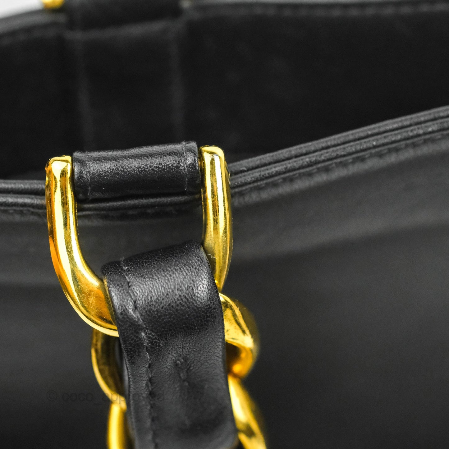Chanel Vintage CC Chunky Chain Black Calfskin XL Tote 24K Gold Hardware