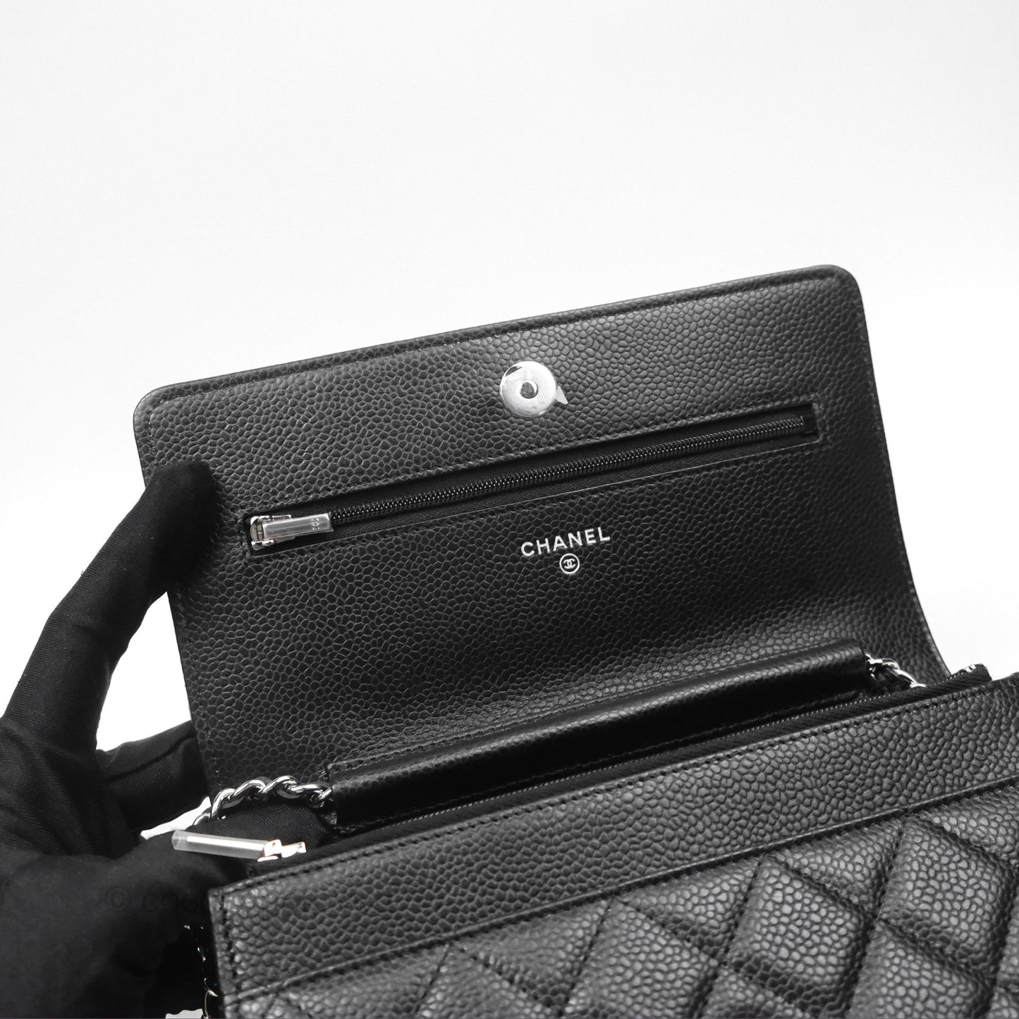 Chanel Quilted Classic WOC Black Caviar Silver Hardware