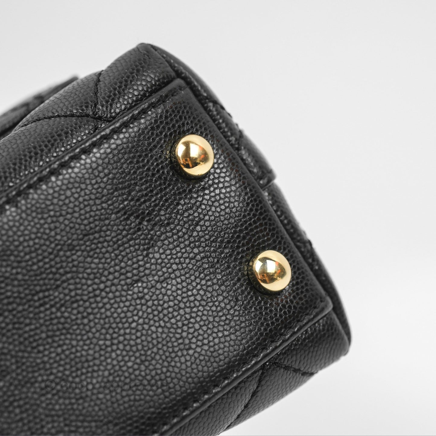 Chanel Mini Coco Handle Quilted Black Caviar Gold Hardware