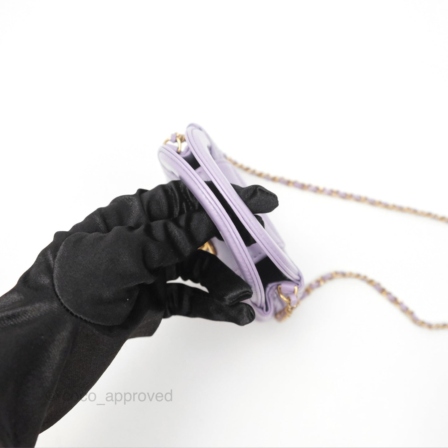 Chanel Mini Nano Kelly Bag Purple Shiny Calfskin Aged Gold Hardware