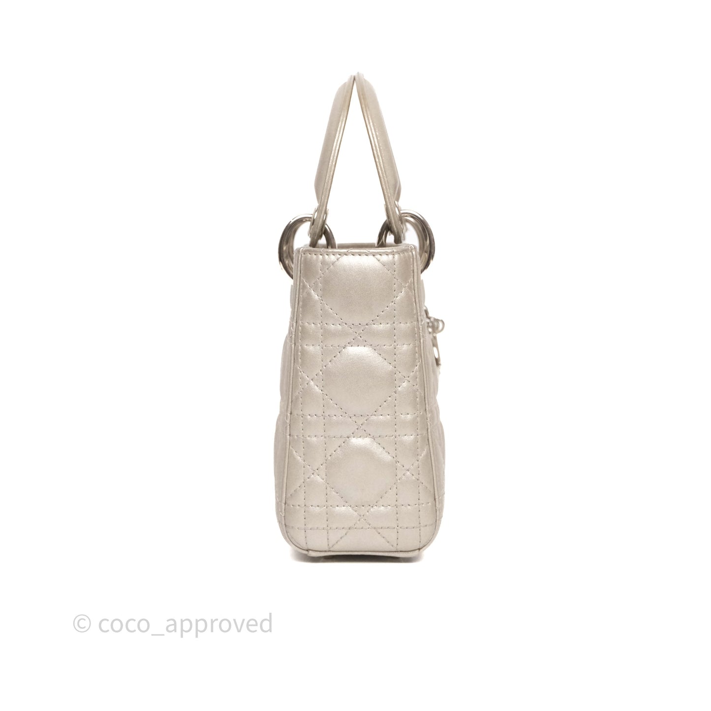 Christian Dior Mini Lady Dior Metallic Silver Nubuck Silver Hardware