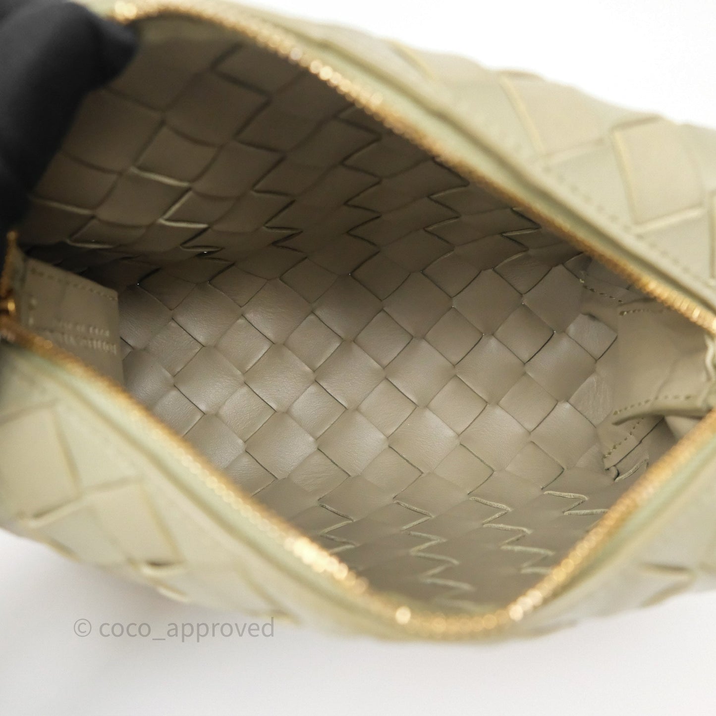 Bottega Veneta Loop Camera Bag Intrecciato Lambskin Travertine