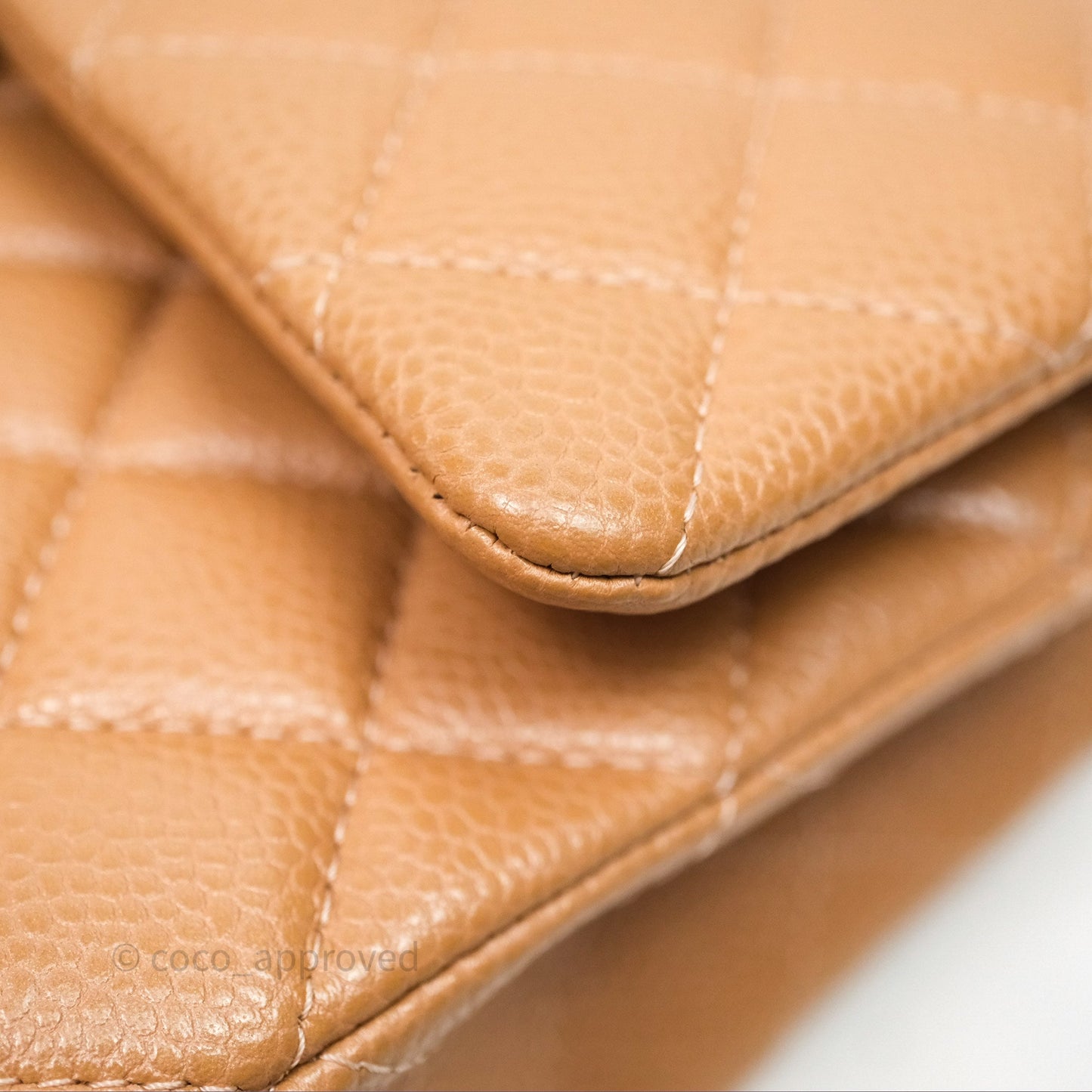 Chanel Classic M/L Medium Flap Quilted Beige Caviar Gold Hardware