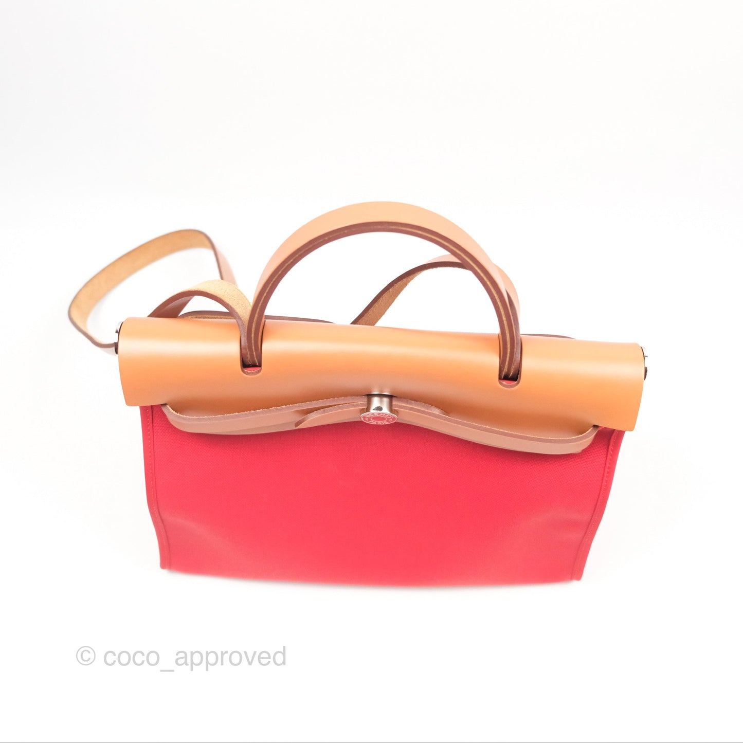 Hermès Herbag Zip 31 Rouge Tomate S5/ Naturel 27 Canvas Palladium Hardware