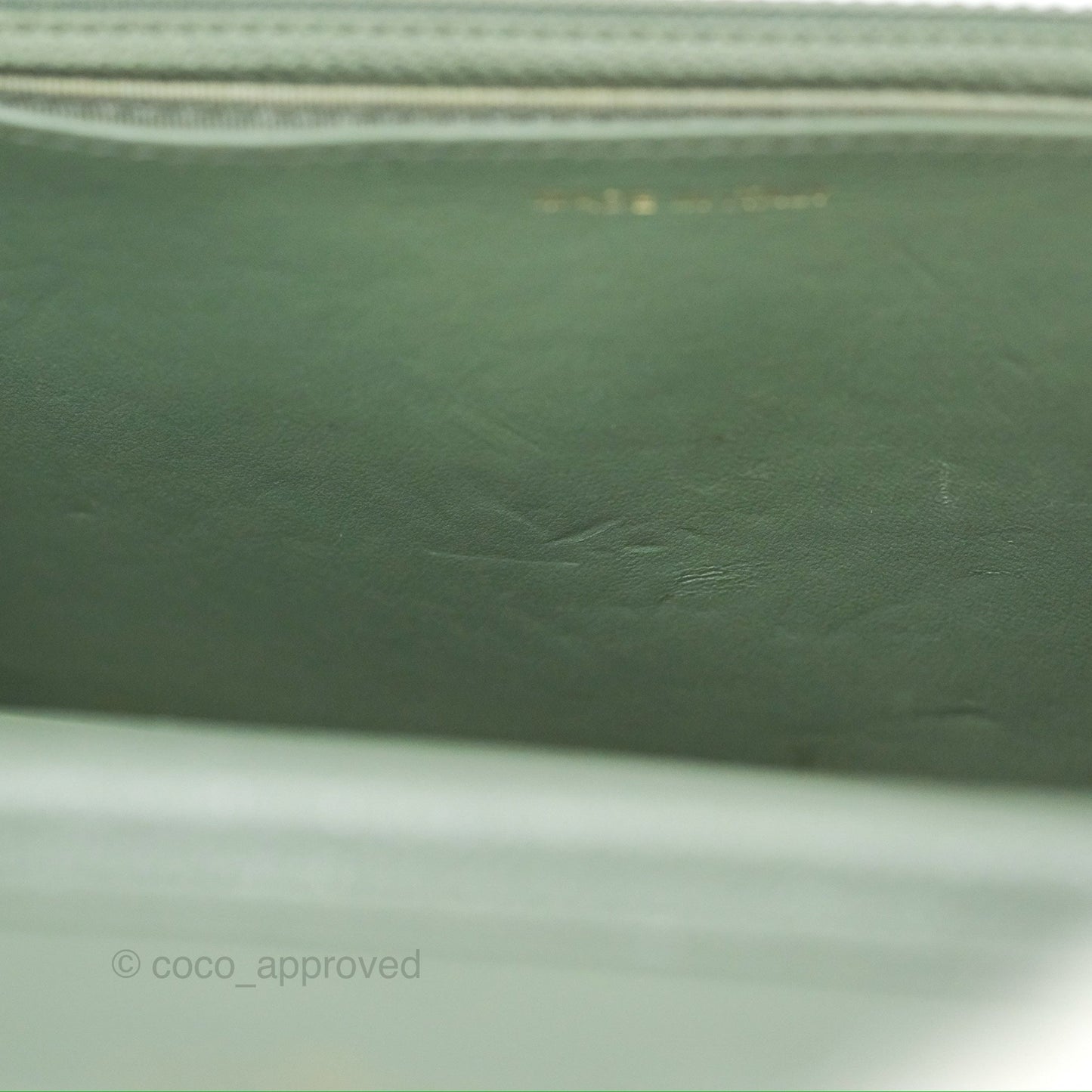 Chanel Classic Quilted Wallet On Chain WOC Glitter Dark Tiffany Green Caviar Aged Gold Hardware