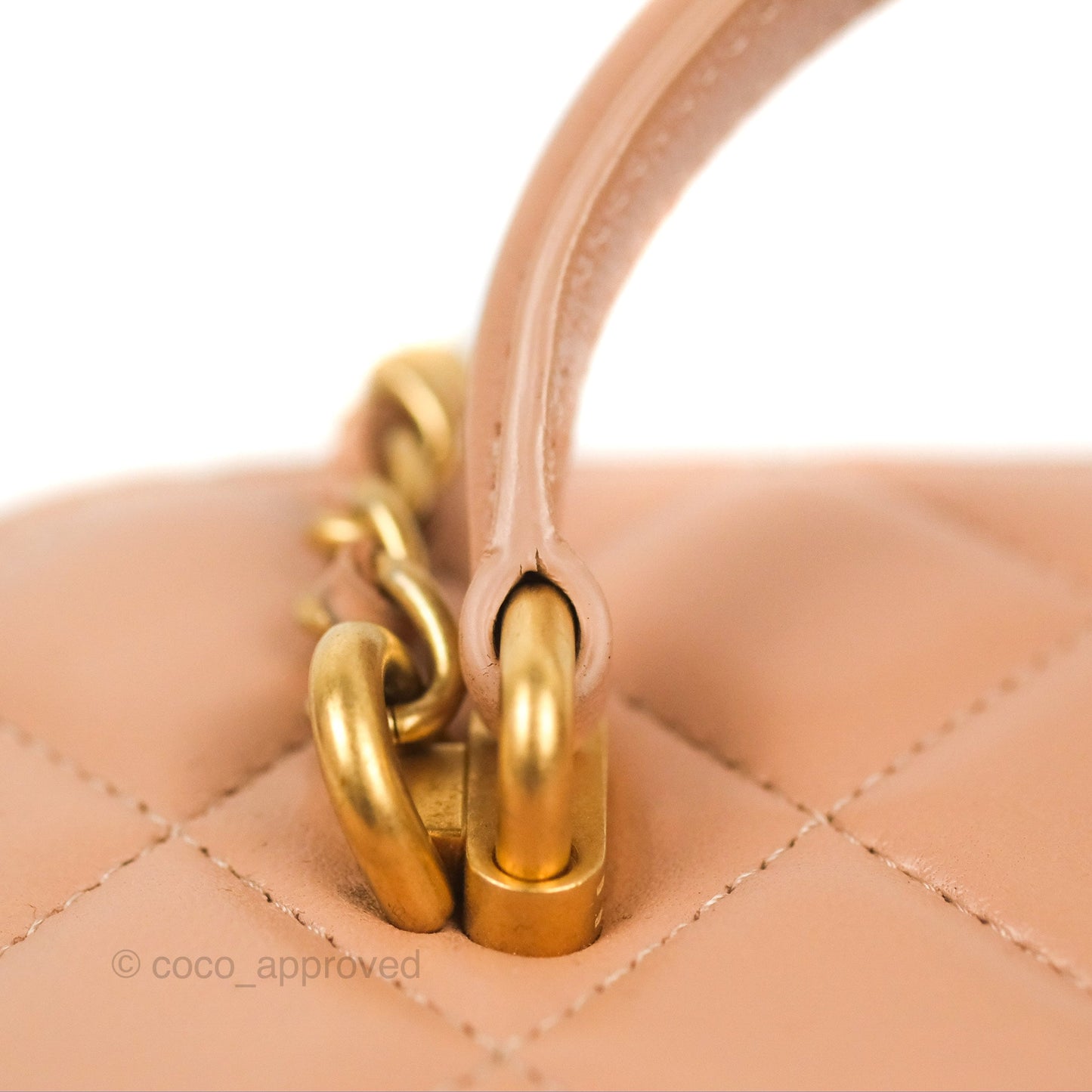 Chanel Vanity Rectangular Top Handle Beige Lambskin Gold Hardware