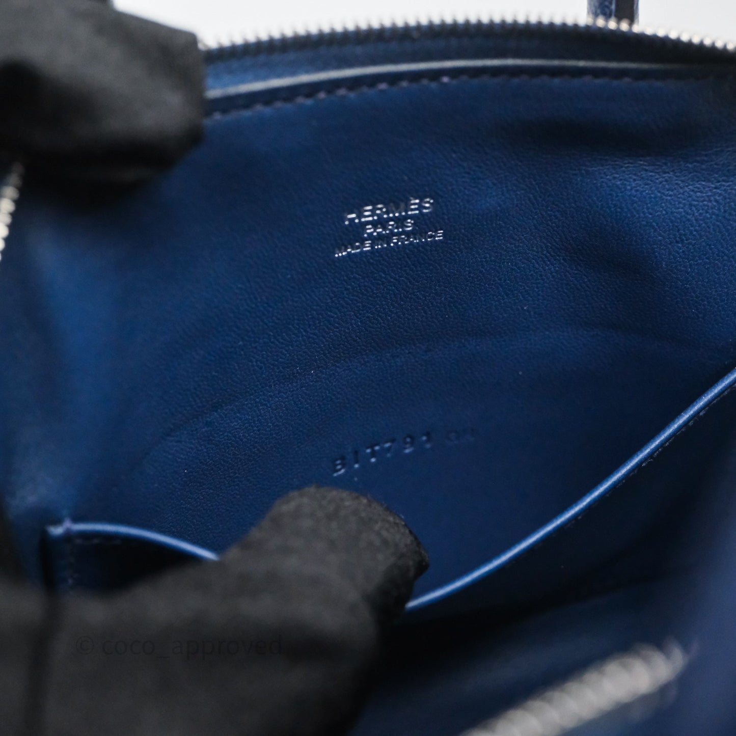 Hermès Bolide Mini 1923 Bleu Chèvre Mysore Palladium Hardware