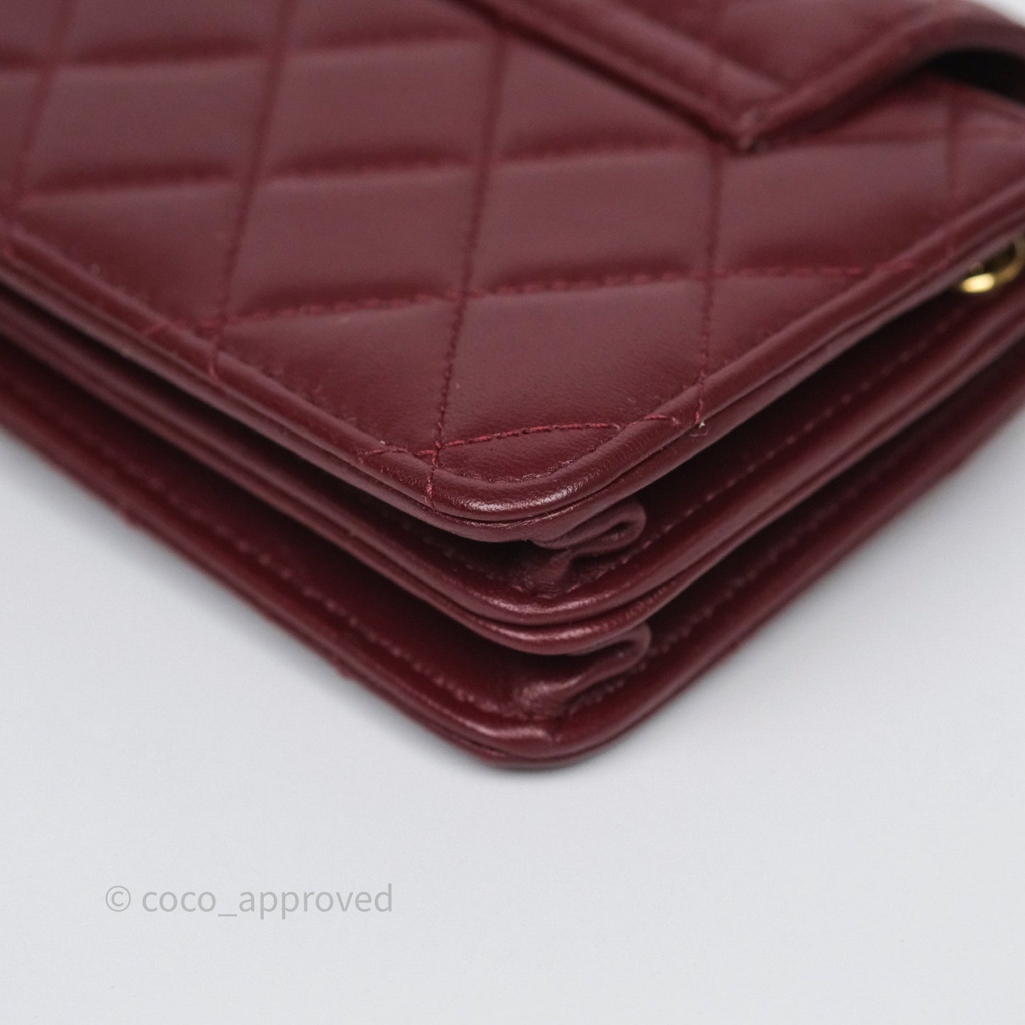 Chanel Mini WOC with CC Chain Burgundy Lambskin Gold Hardware 22K