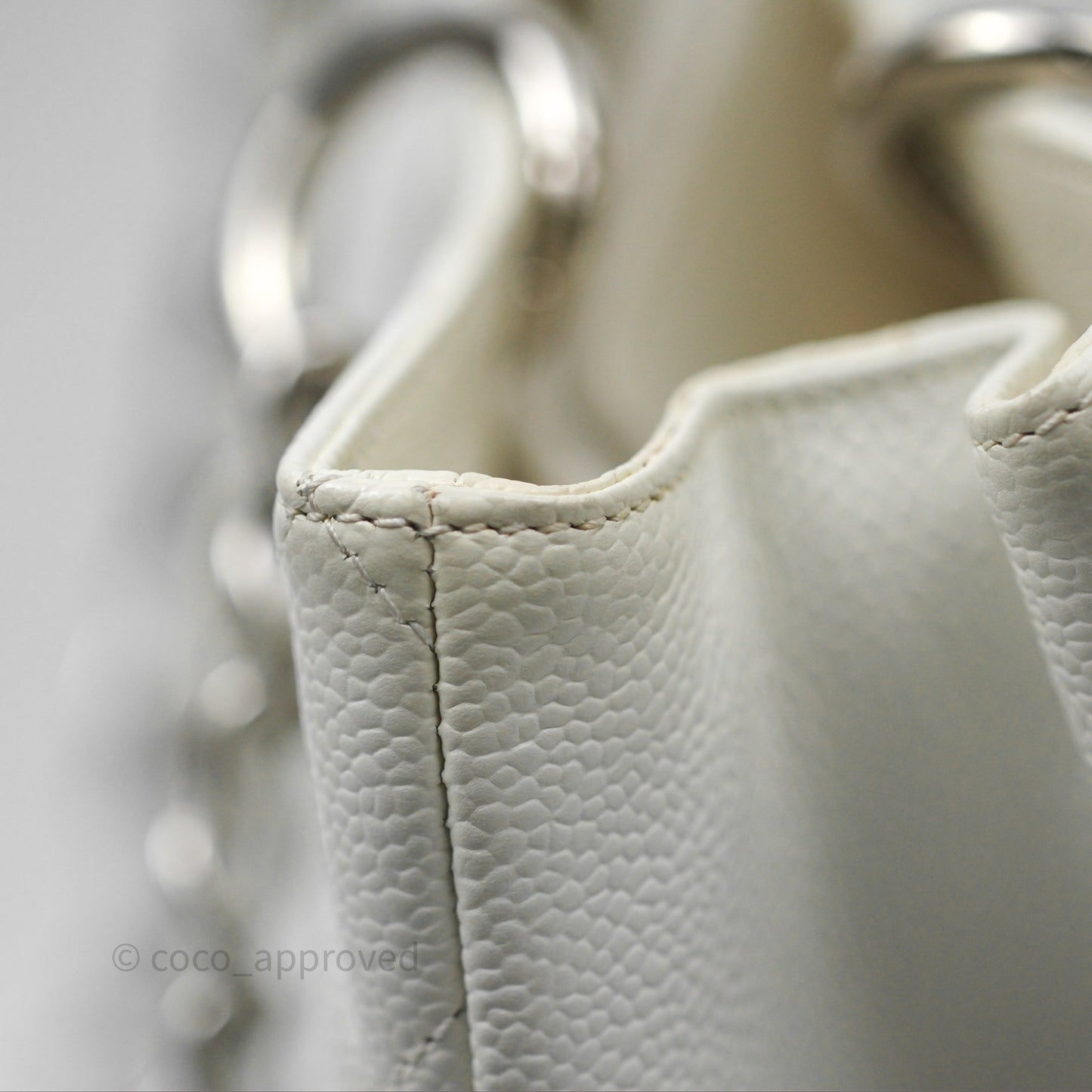 Chanel GST White Caviar Silver Hardware