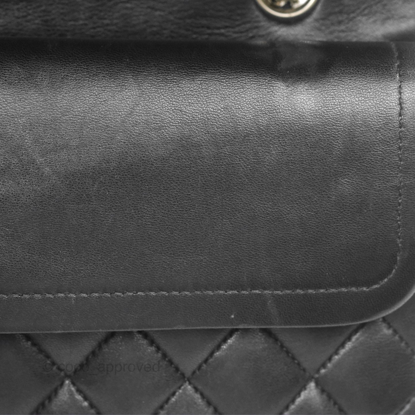 Chanel Classic M/L Medium Flap Quilted Black Lambskin Silver Hardware