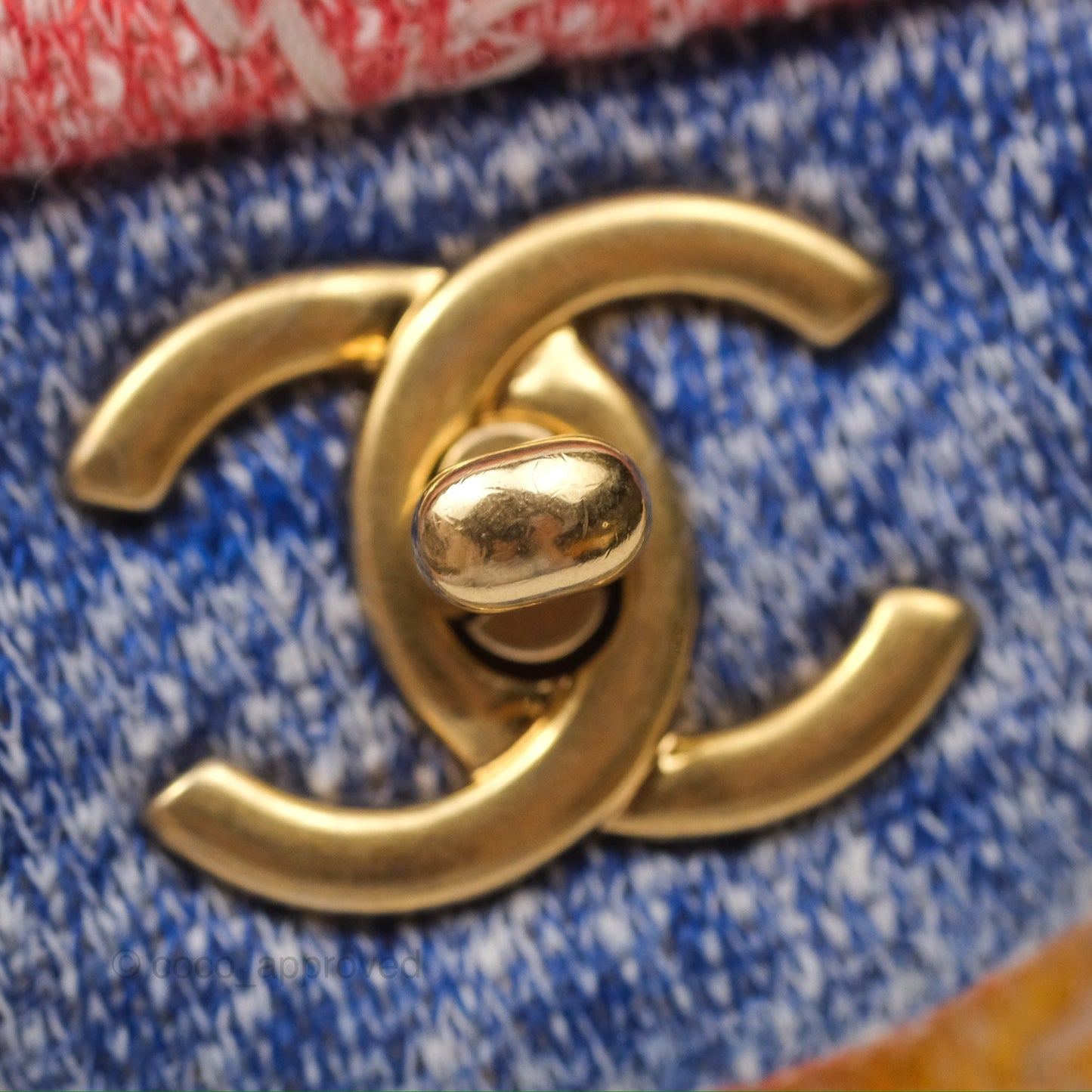 Chanel Denim Quilted Medium Flap Rainbow Gold Hardware