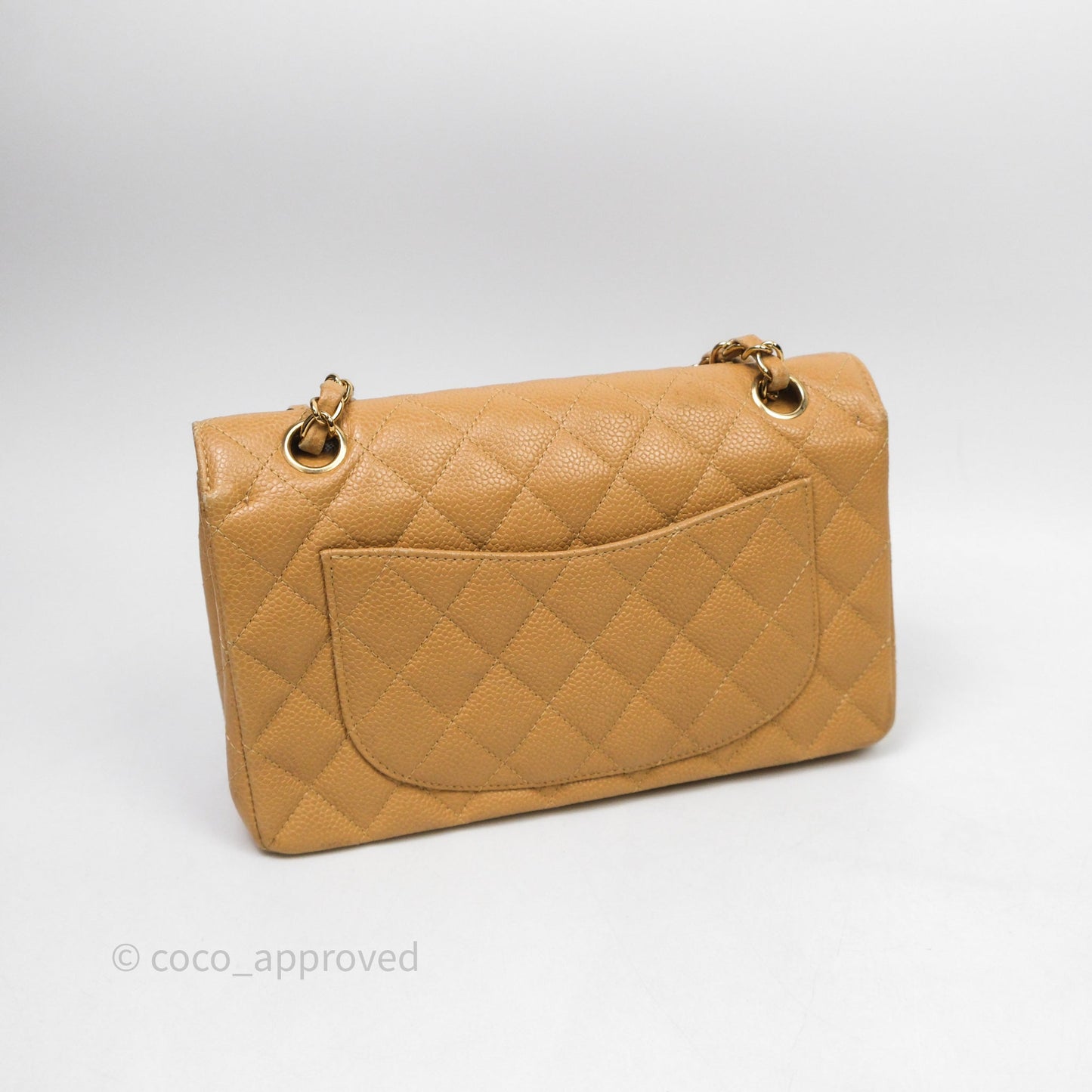 Chanel Vintage Small Classic Flap Beige Claire Caviar 24K Gold Hardware