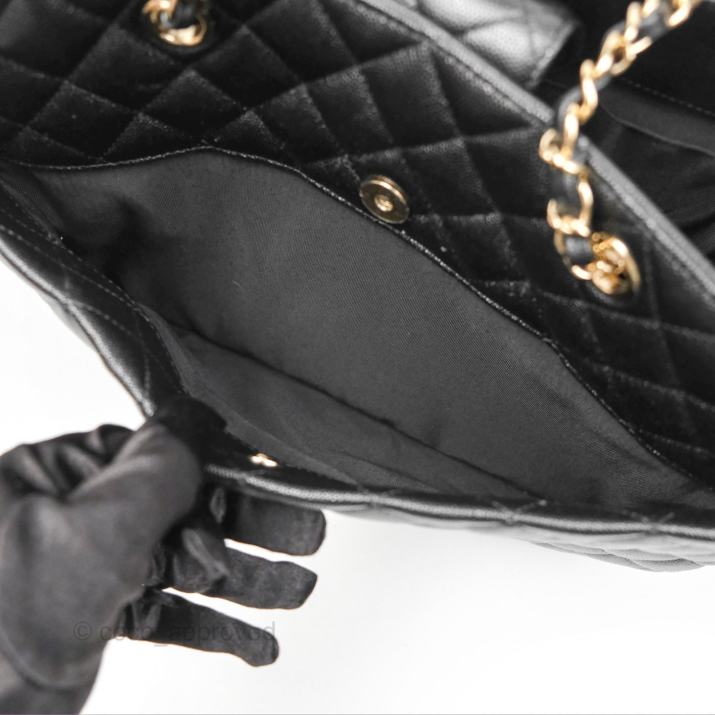 Chanel Large Shopping Tote Quilted Black Caviar Gold Hardware