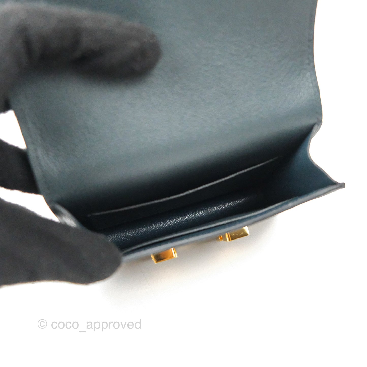 Hermès Constance Slim Wallet Vert Rousseau / Mauve Pale Evercolor Gold Hardware