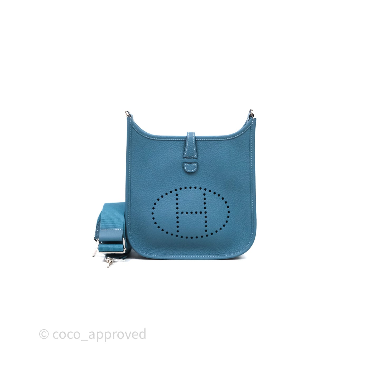 Hermès Evelyne 23 Bleu Jean 75 Clemence Palladium Hardware