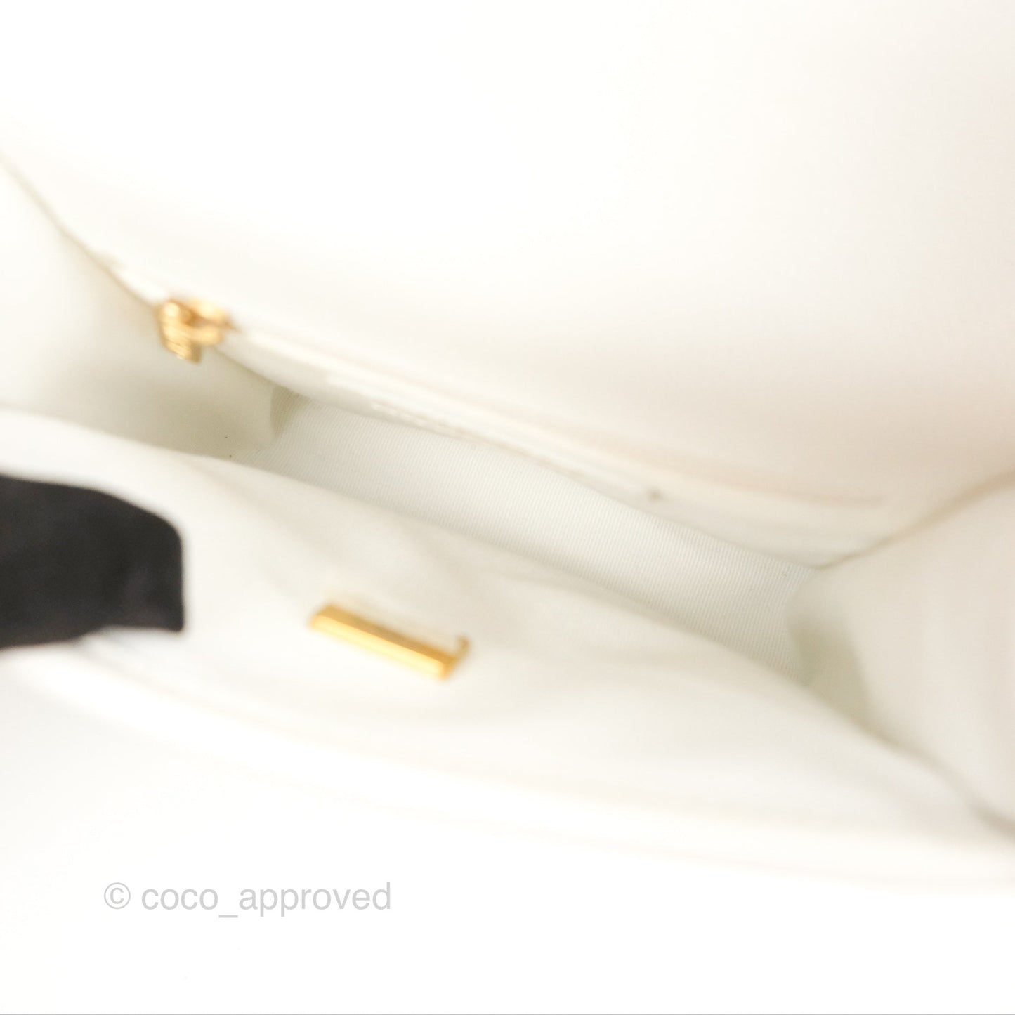 Chanel Mini School Memory Top Handle Flap White Caviar 22K