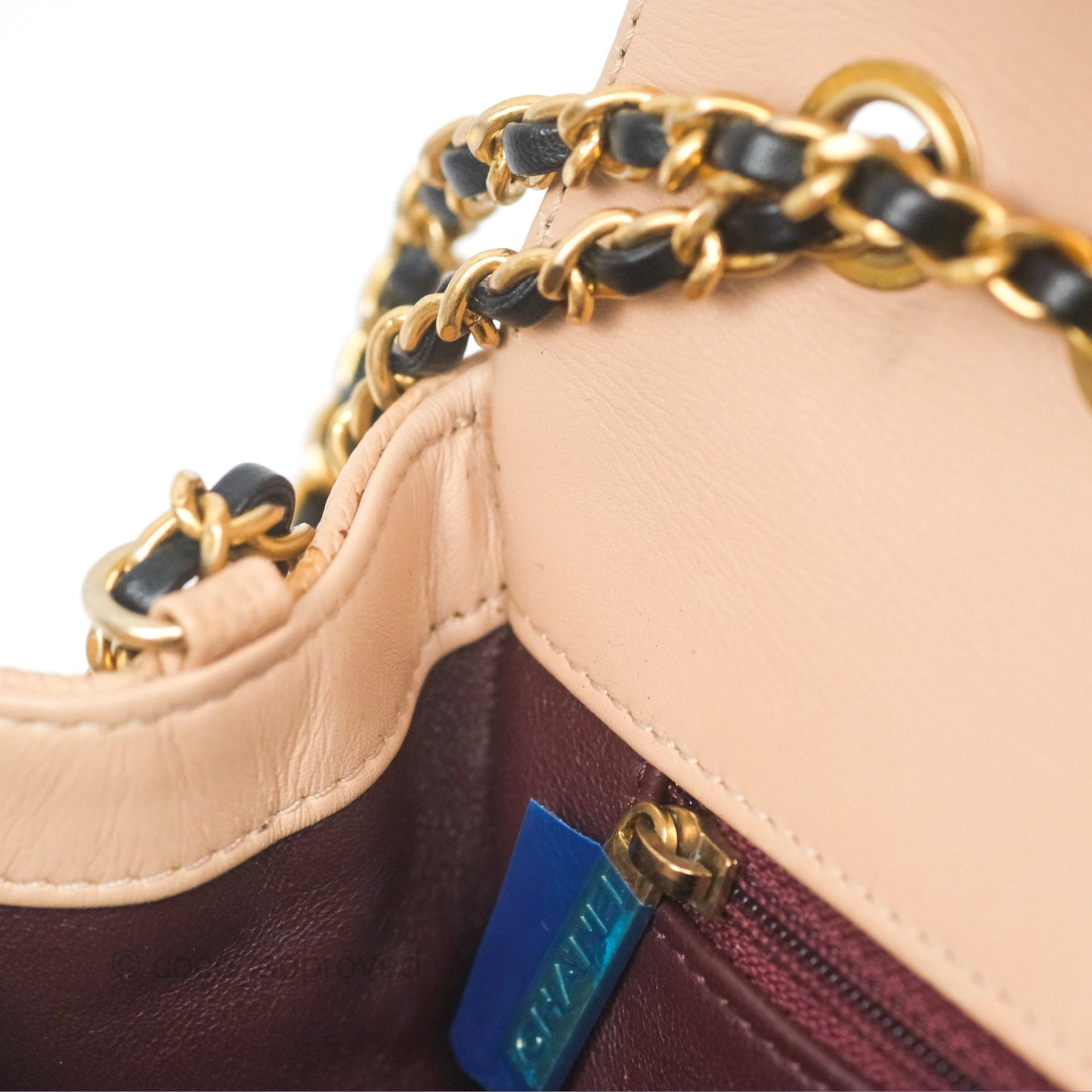 Chanel Small CC Filigree Flap Quilted Beige Black Caviar