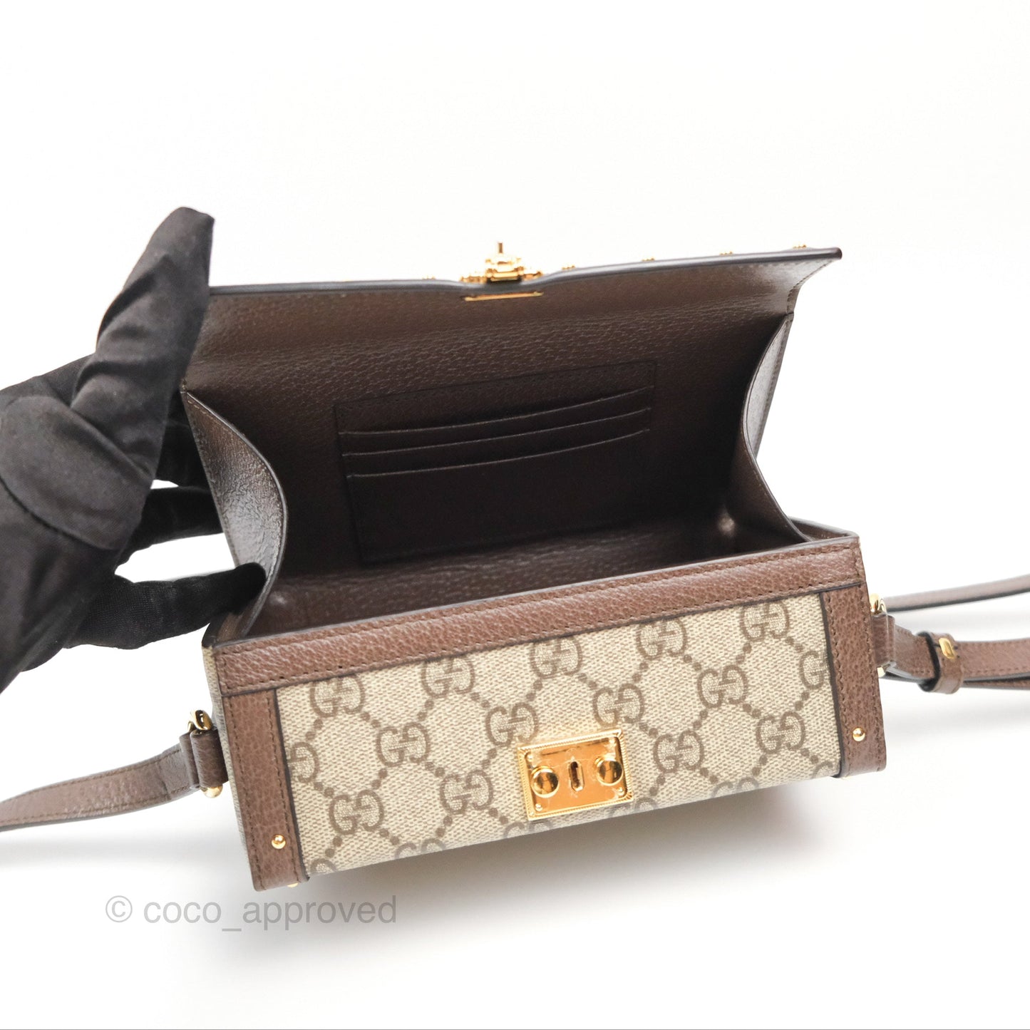 Gucci Gucci Brown/Beige GG Supreme Canvas and Leather Mini Trunk Bag