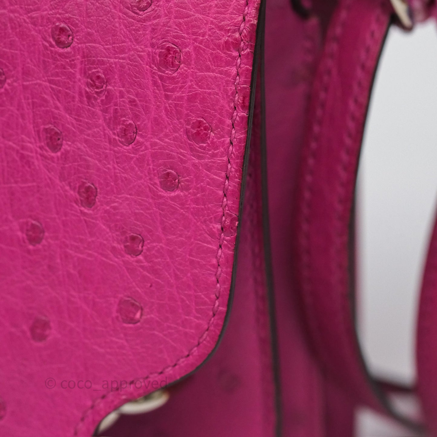 Hermès Roulis Mini 18 Rose Pourpre L3 Autruche Palladium Hardware