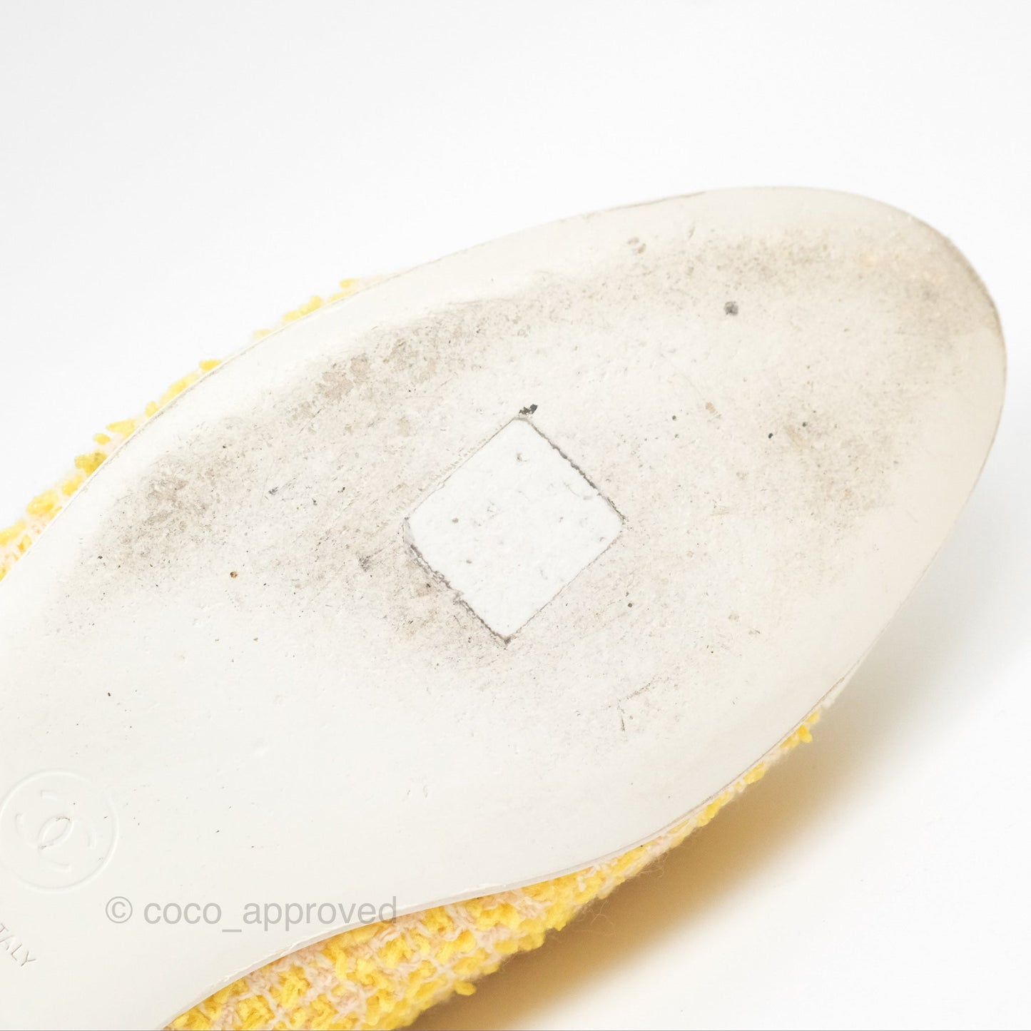 Chanel Ballerina Flats Yellow Tweed White Size 37