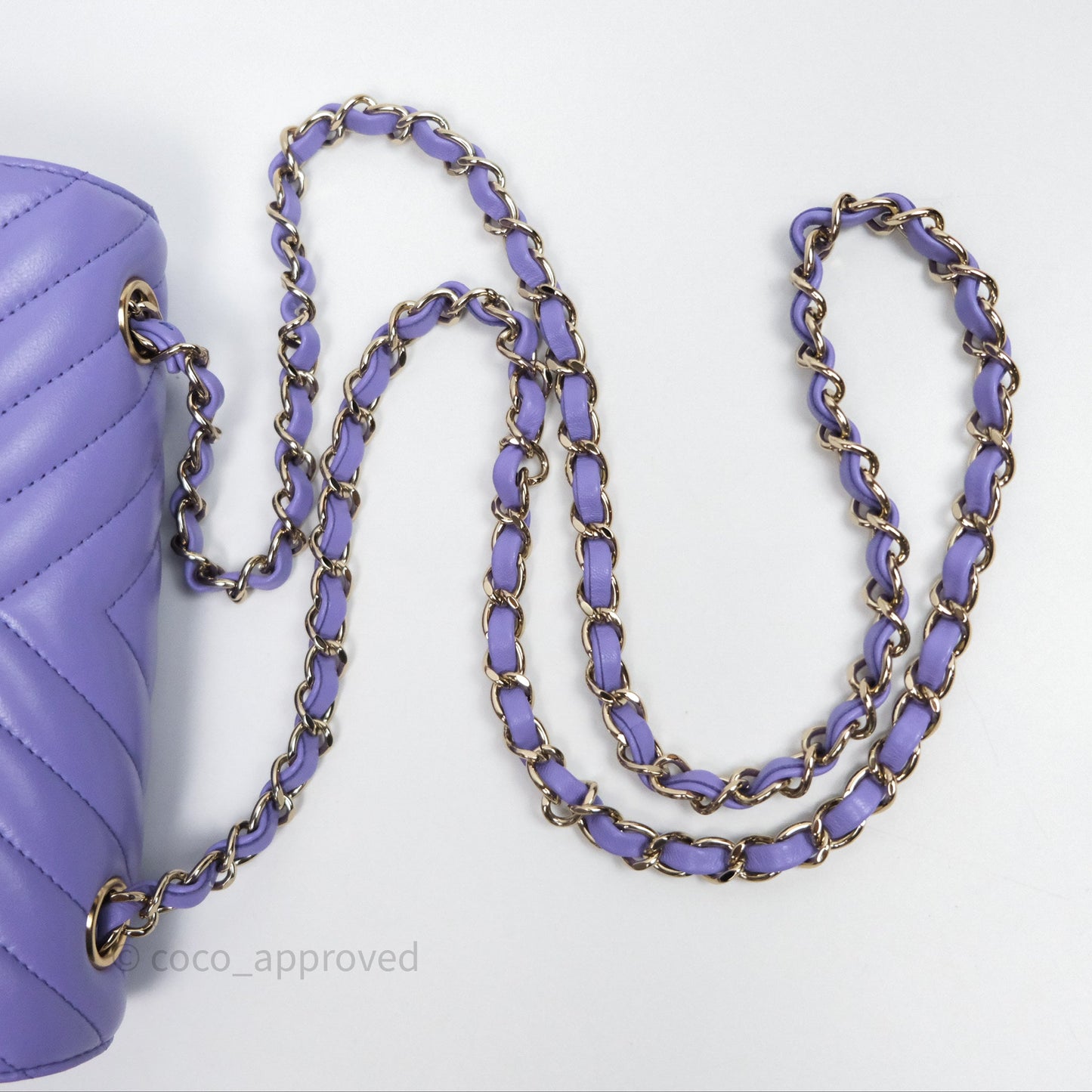 Chanel Quilted Mini Rectangular Chevron Purple Lambskin Gold Hardware