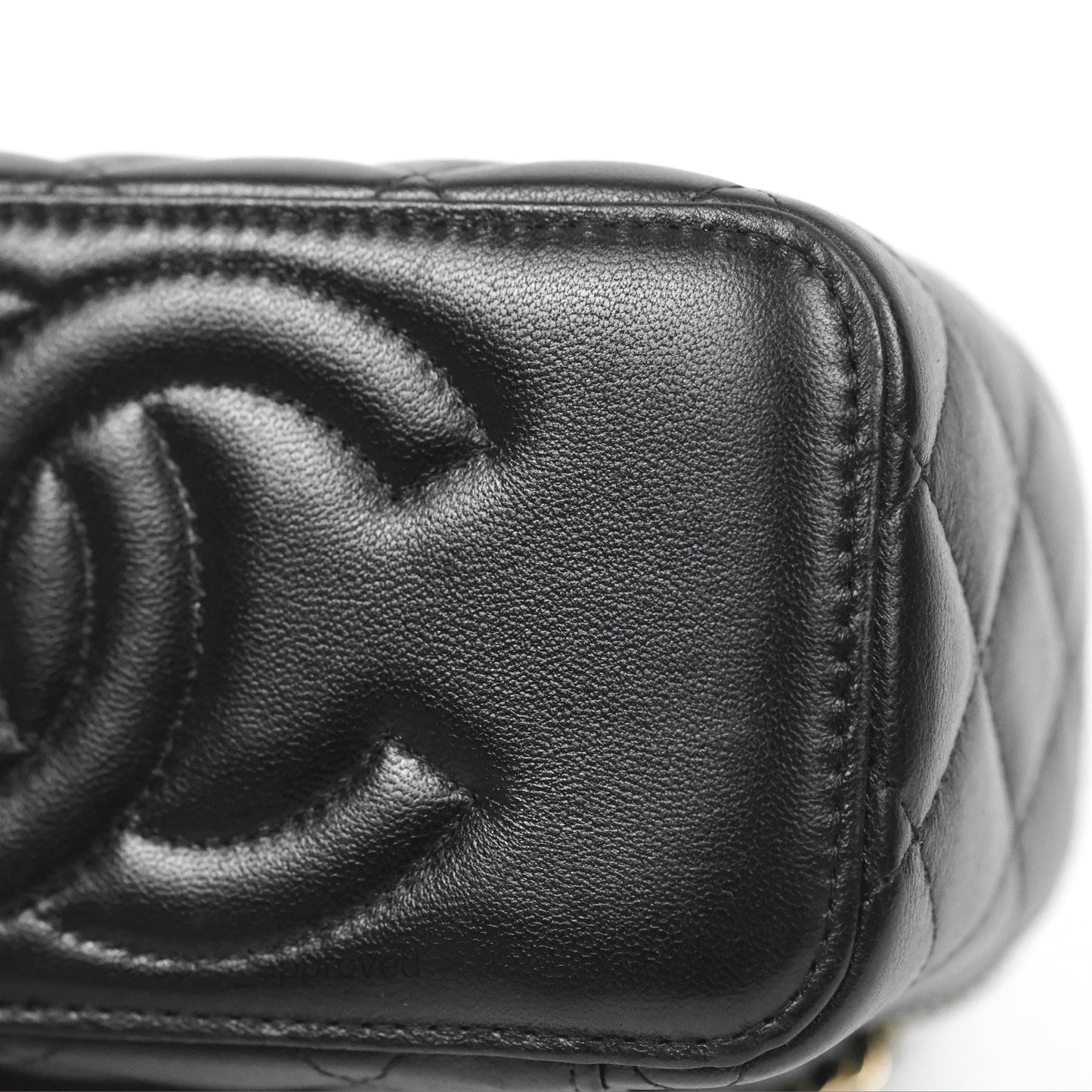 Chanel Vanity Rectangular Top Handle Black Lambskin Gold Hardware