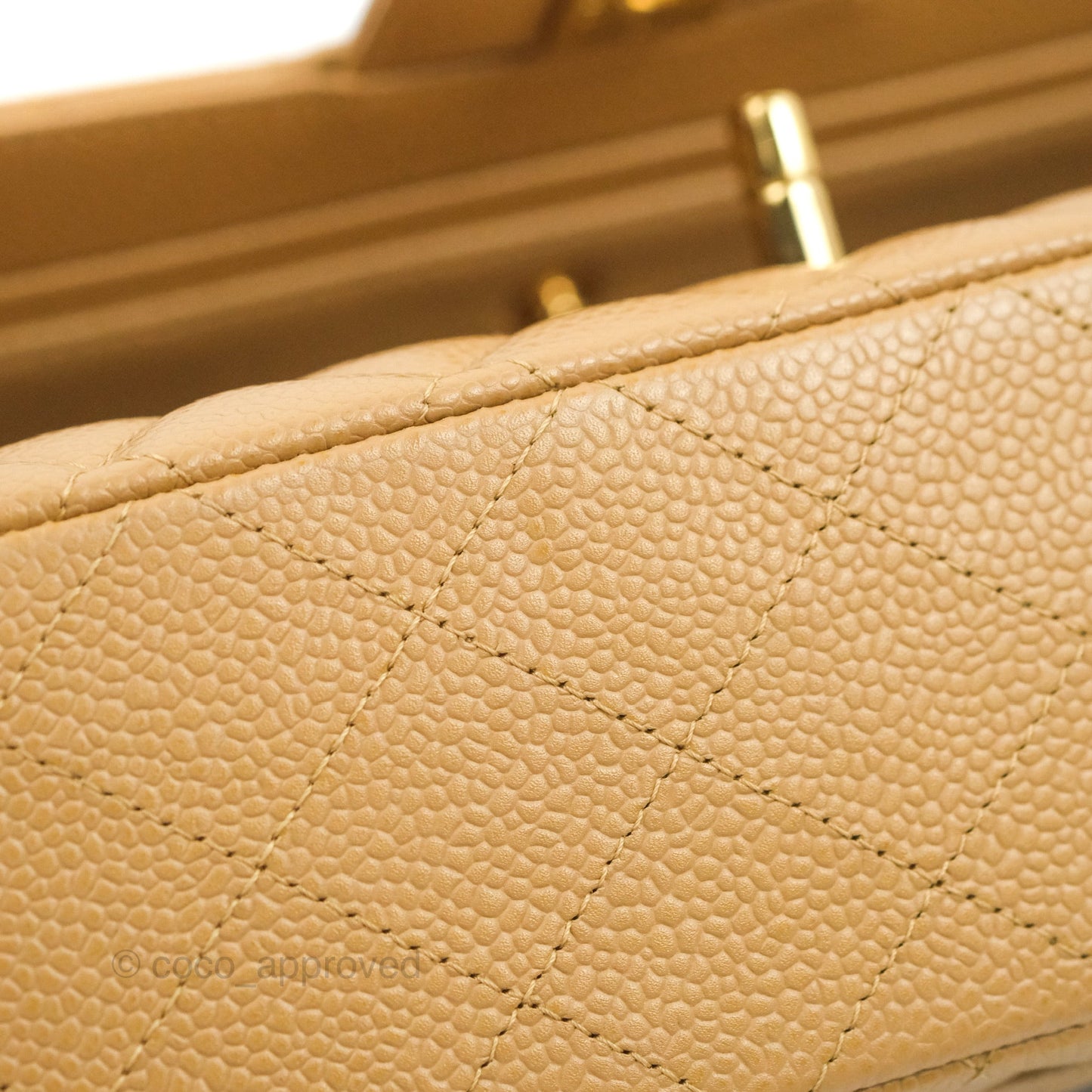 Chanel Quilted M/L Medium Flap Vintage Dark Beige Caviar 24K Gold Hardware
