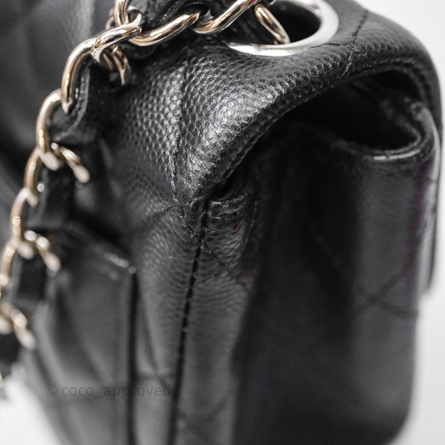 Chanel Mini Square Quilted Black Caviar Silver Hardware