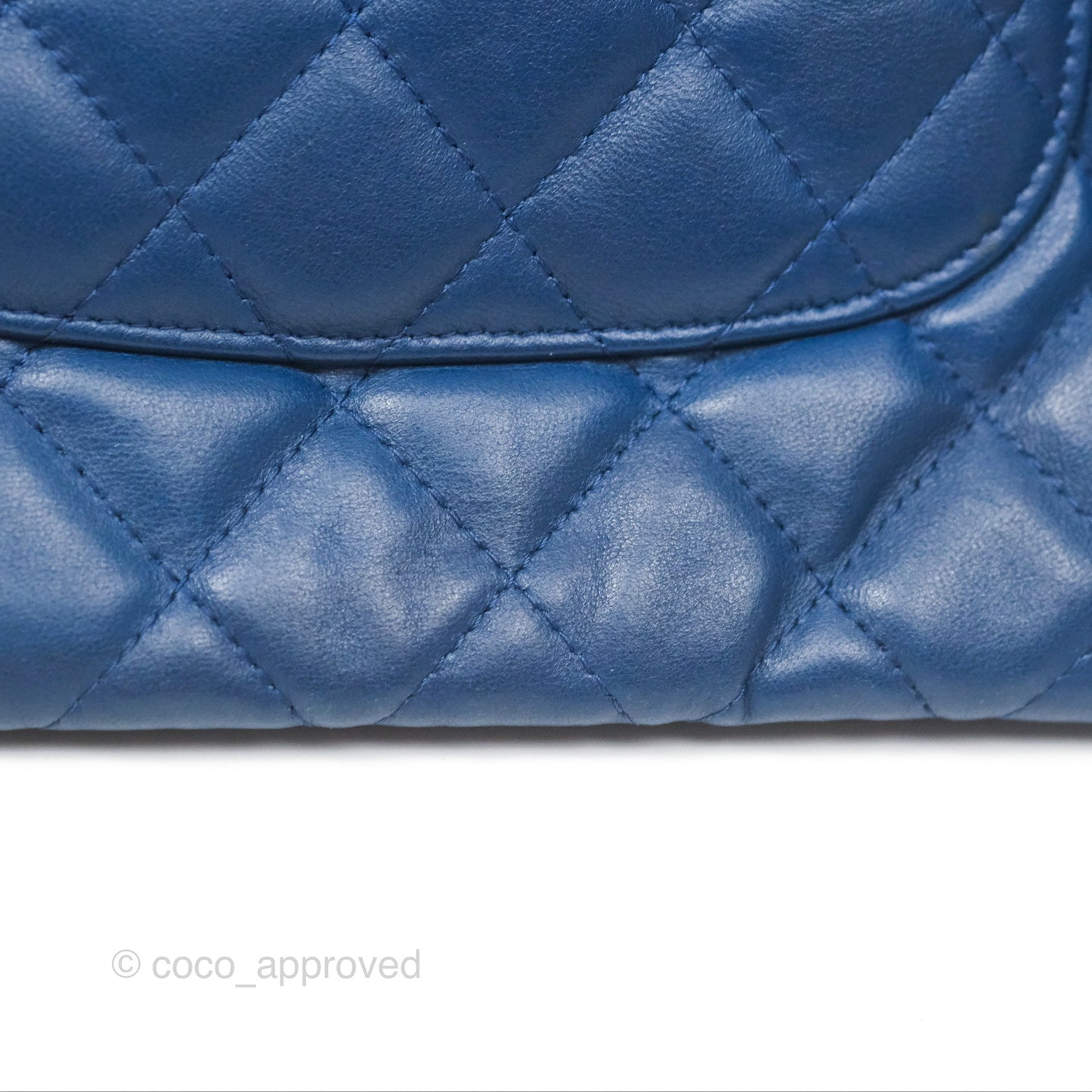 Chanel Medium Quilted O Case Blue Lambskin Gold Hardware