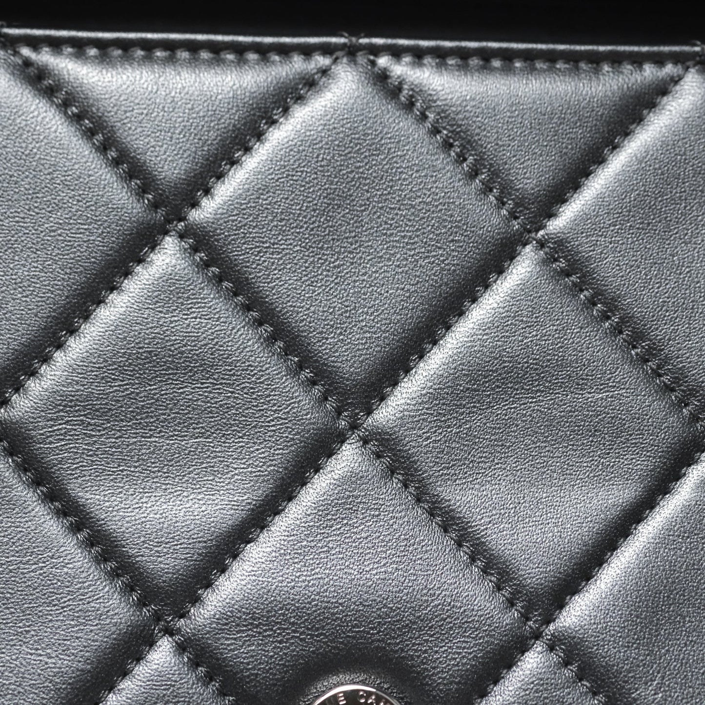 Chanel Clutch with Chain Metallic Dark Grey Silver Hardware