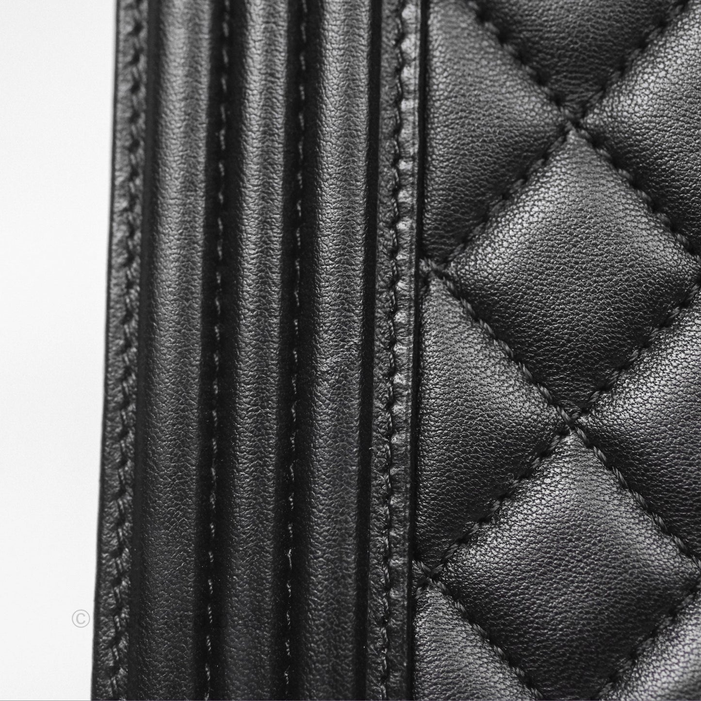 Chanel Quilted New Medium Boy Black Lambskin Ruthenium Hardware