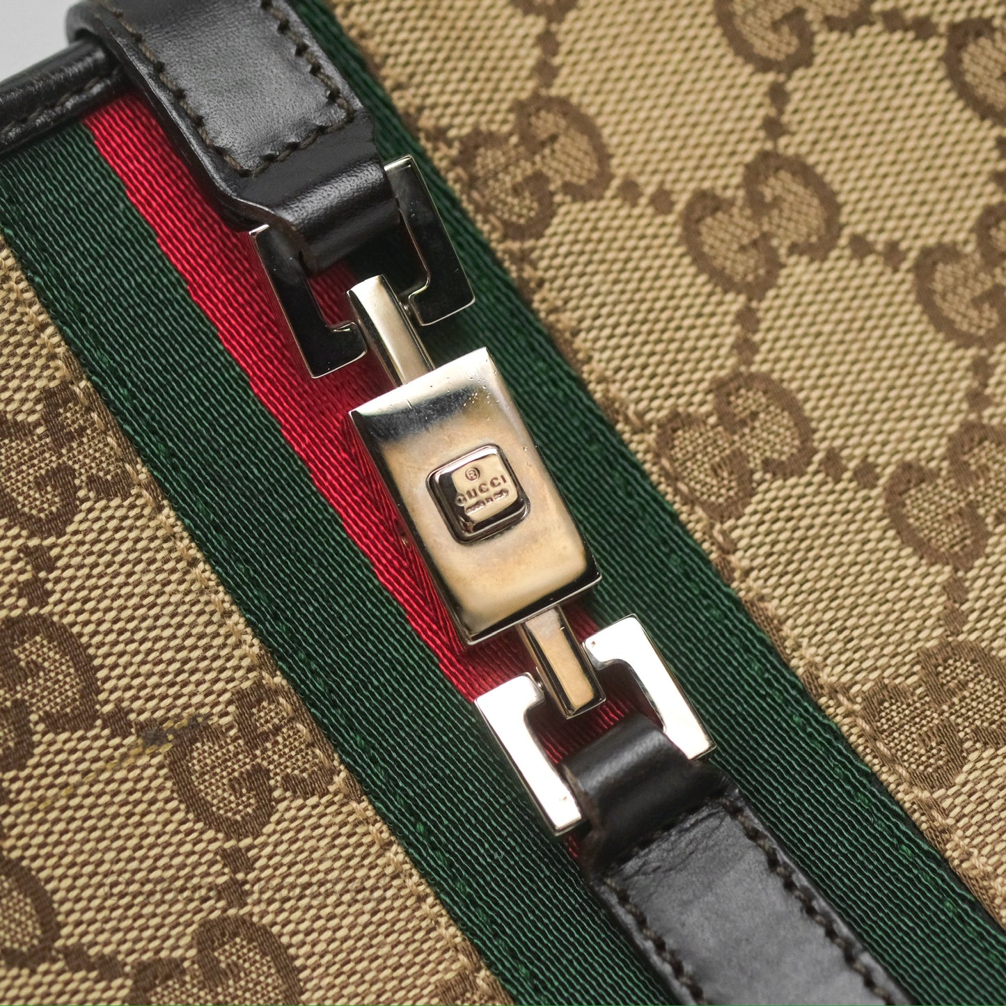 Gucci Vintage Jackie Shoulder Bag Beige/Brown GG Supreme Canvas