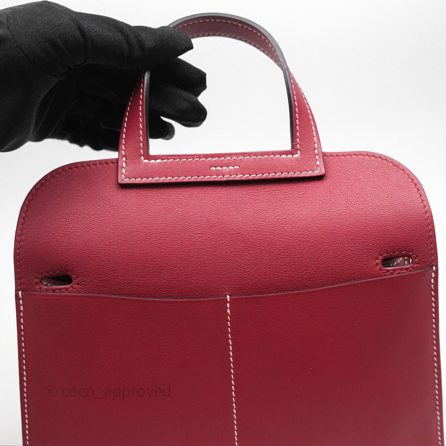 Hermès Halzan 22 Mini Rouge Grenat K1 Swift Palladium Hardware