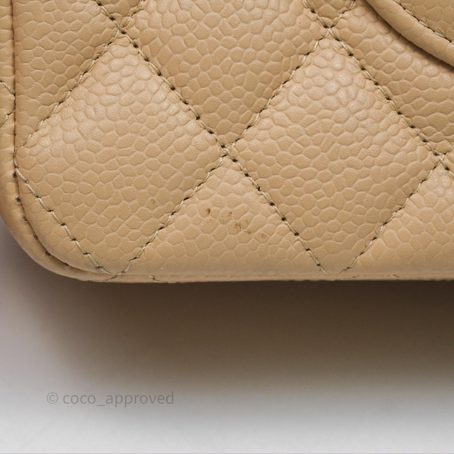 Chanel M/L Medium Classic Flap Quilted Beige Caviar Gold Hardware