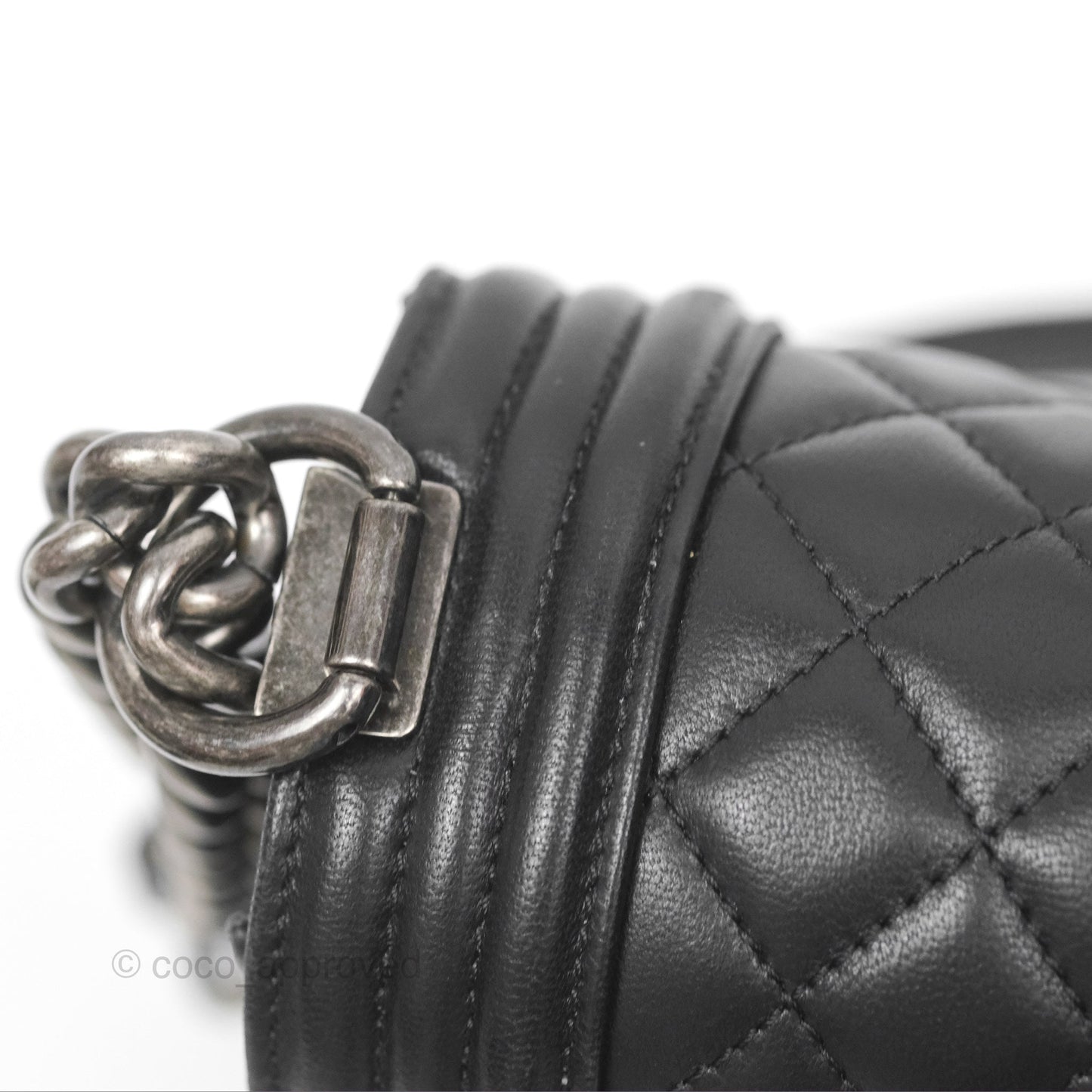 Chanel Quilted Medium Boy Black Lambskin Ruthenium Hardware