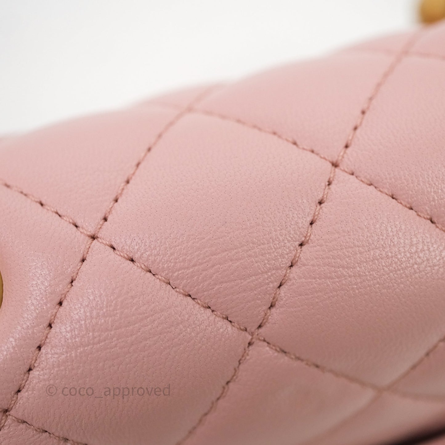 Chanel Quilted Mini Square Flap with Camellia Adjustable Chain Pink Clair Lambskin