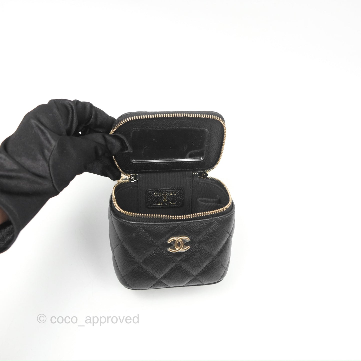 Chanel Mini Vanity With CC Chain Black Caviar Gold Hardware