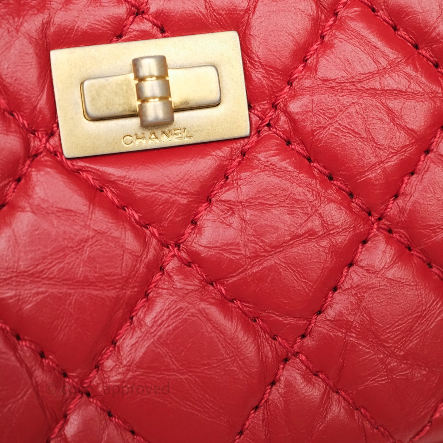 Chanel Quilted Mini Reissue Camera Case Red Aged Calfskin Aged Gold Hardware