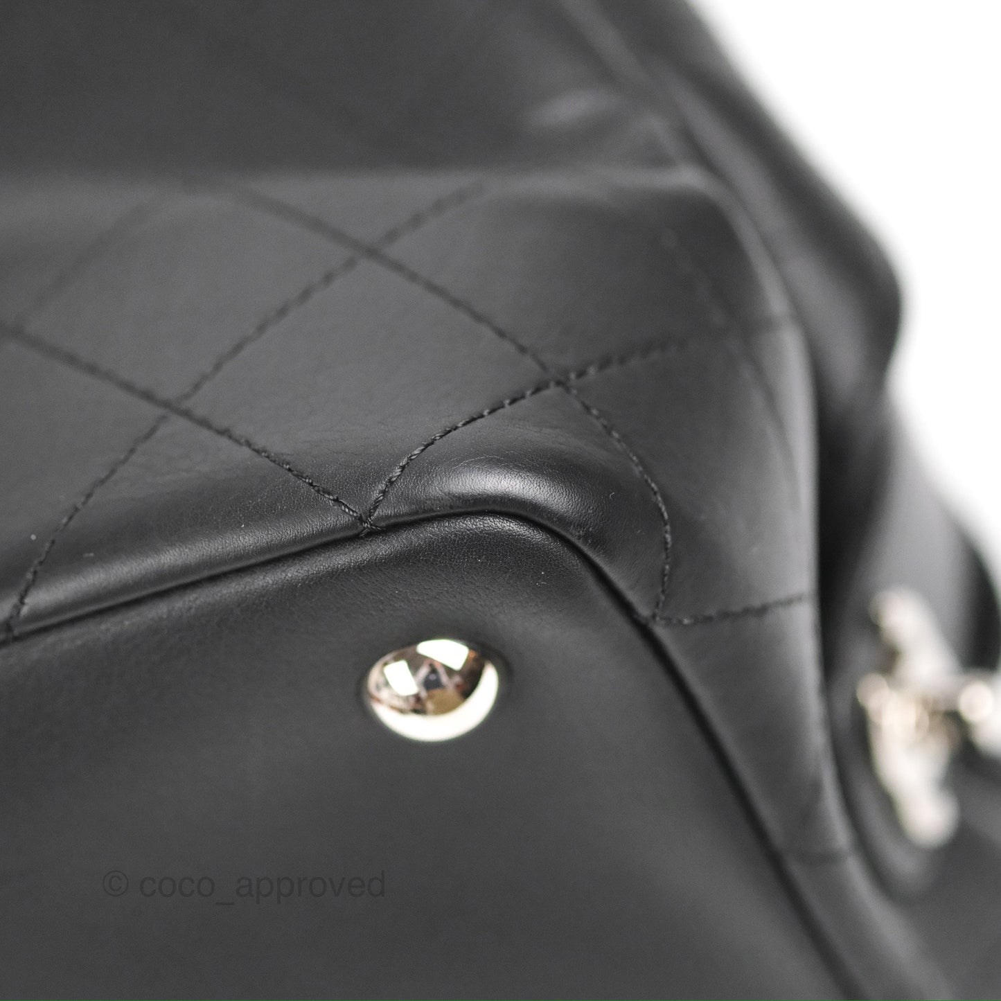 Chanel Flat Quilted Boston Bag Black Calfskin Silver Hardware
