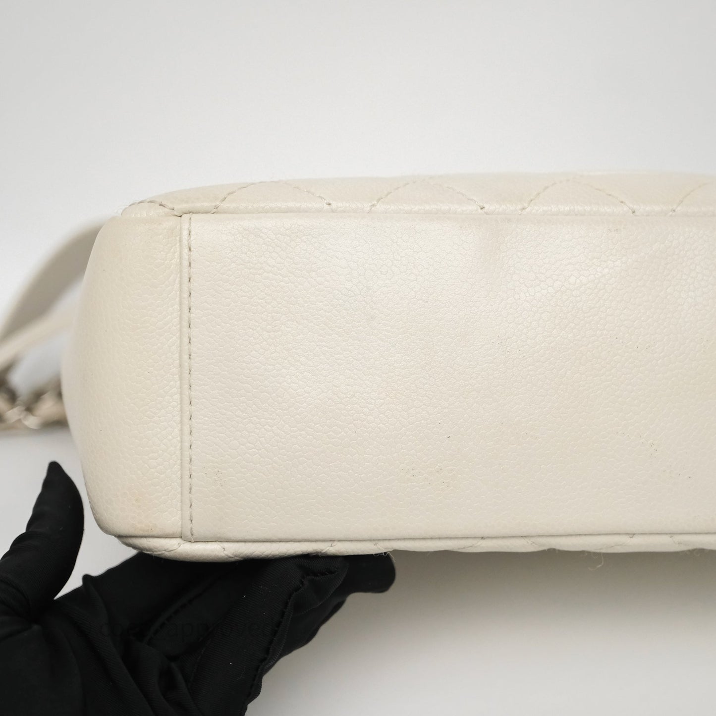 Chanel Vertical GST White Caviar Silver Hardware