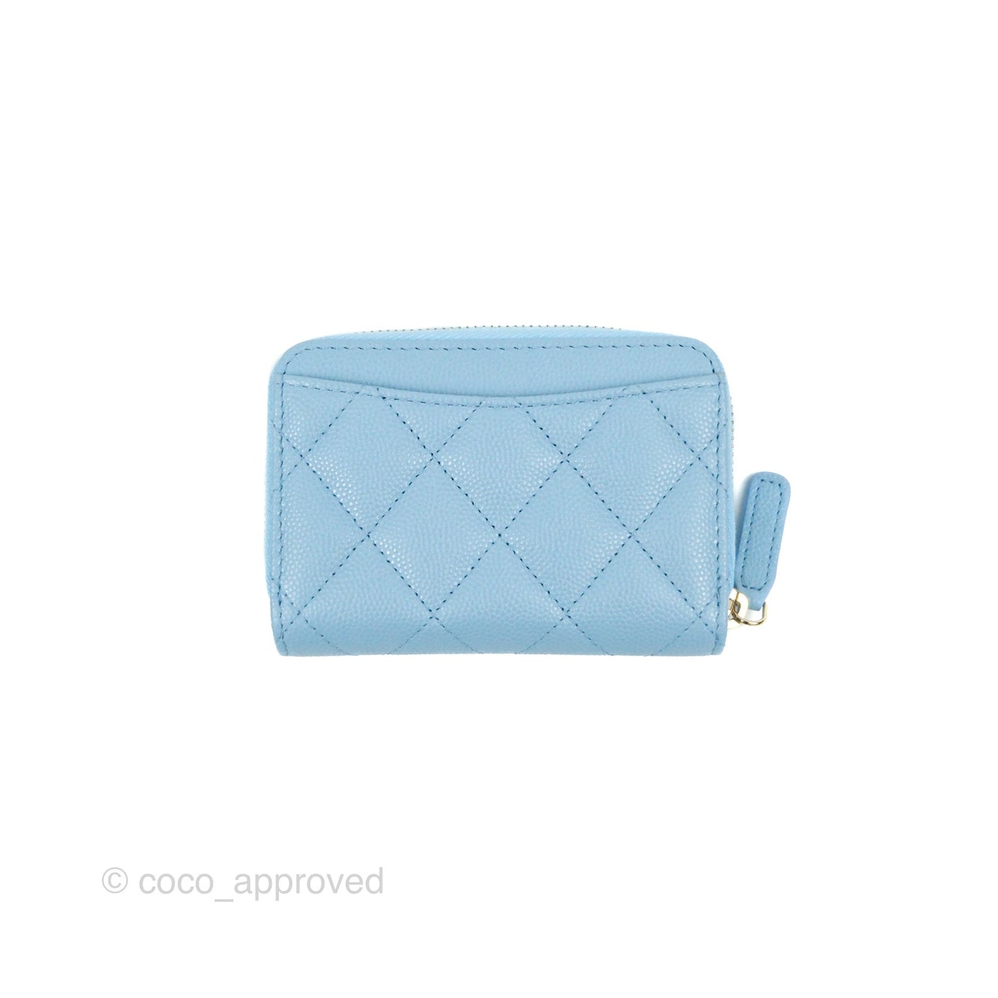 Chanel Classic Zipped Coin Purse Quilted Blue Caviar Gold Hardware