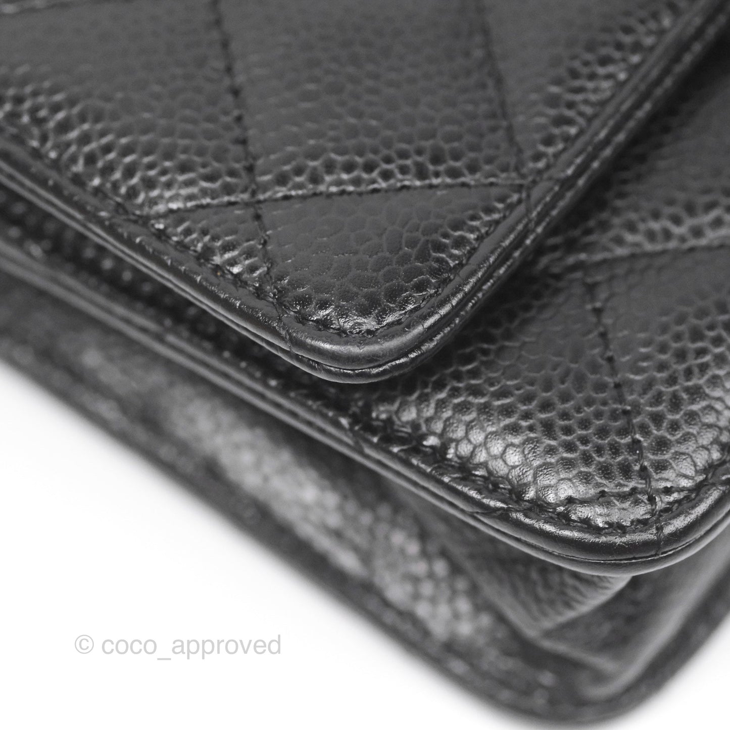 Chanel Classic Wallet On Chain WOC Quilted Black Caviar Gold Hardware