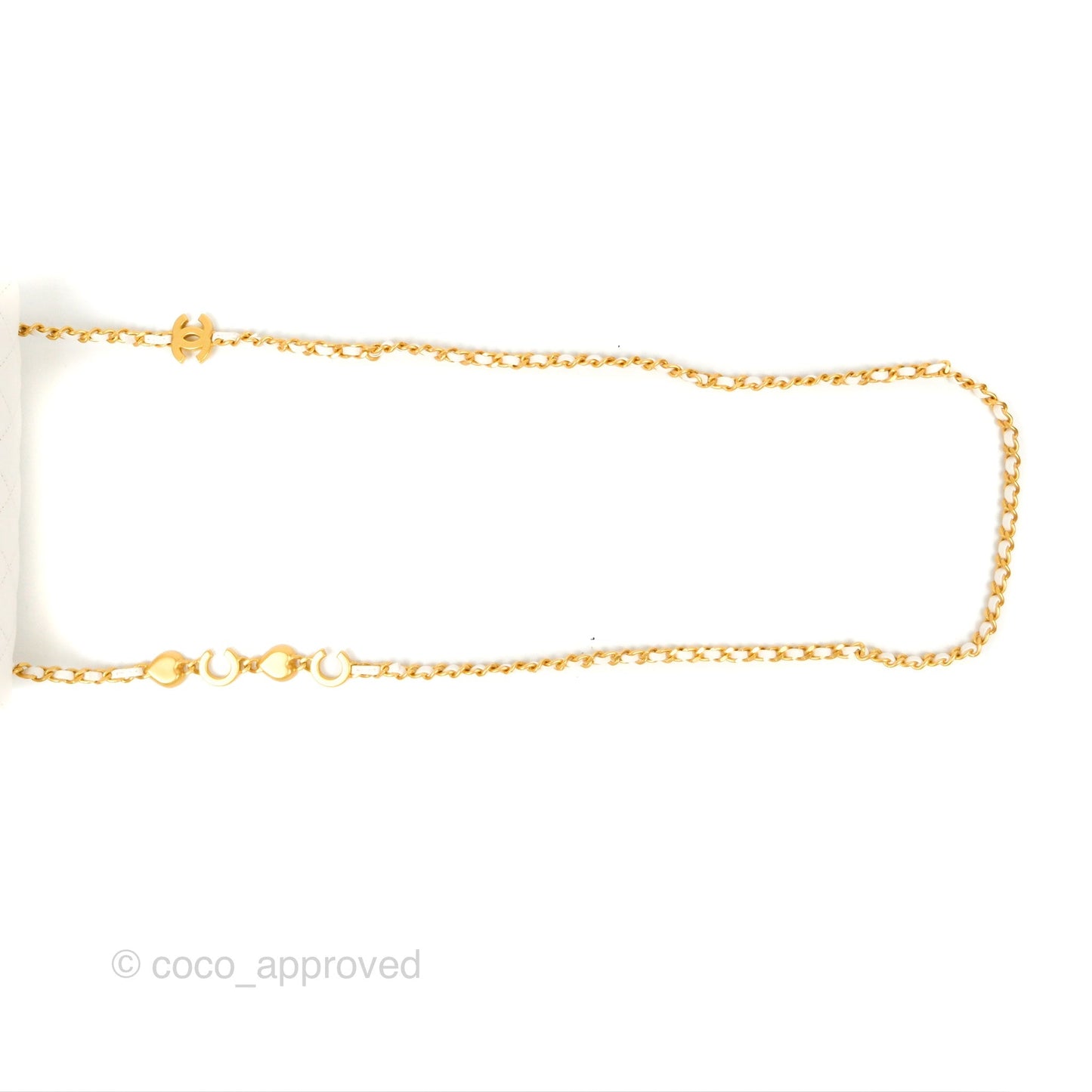 Chanel Mini Flap Bag with Coco Heart Chain White Lambskin Aged Gold Hardware