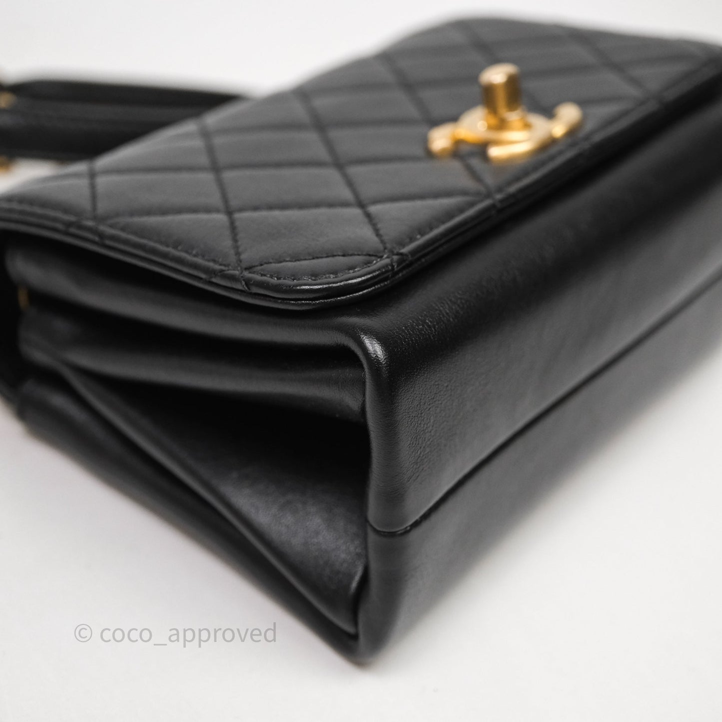 Chanel Pearl Chain Bag Black Calfskin Aged Gold Hardware