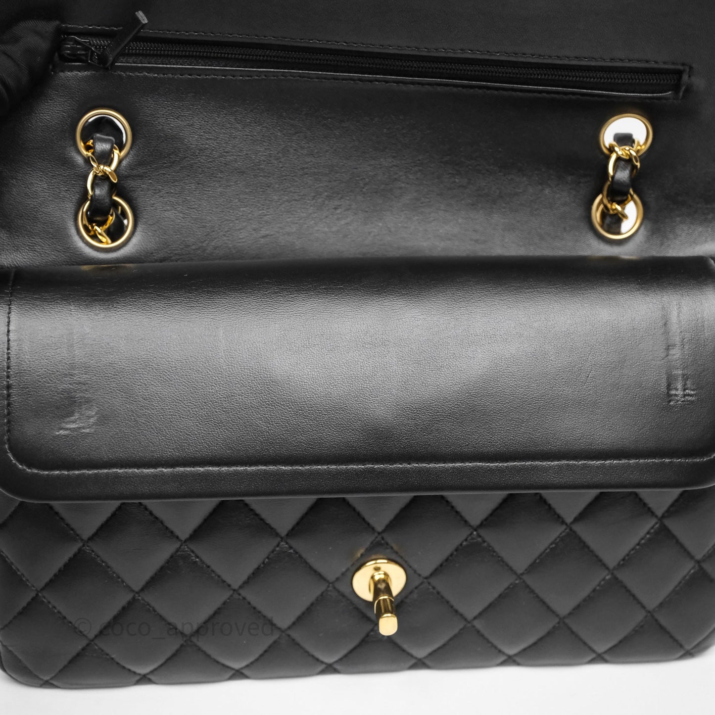 Chanel Classic M/L Medium Flap Quilted Black Lambskin Gold Hardware