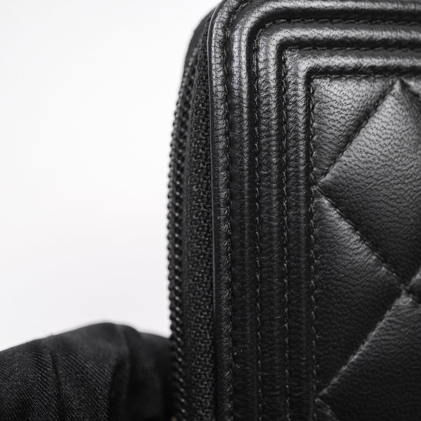 Chanel Boy Zip Long Wallet Black Lambskin Gold Hardware